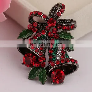 A038 Christmas Gifts Pins And Brooches For Women Small Bell Heart Rhinestone Brooch Female Bijoux thumbnail-3
