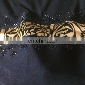 Black Color Velvet Burkha With Printed Satin / Islamic Style Daily Wear Beautiful Burqa For Indian Women (dubai Abaya 2017) thumbnail-5