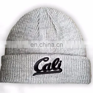 Custom Winter Slouch Pom Knitted Arcylic Beanie Hat thumbnail-2
