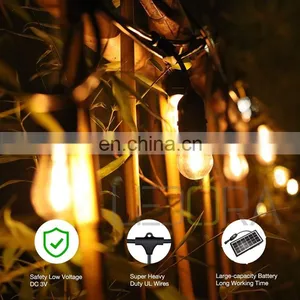 S14 Led 48ft 15 Sockets Party Edison Bulb Patio Led Solar String Lights Waterproof thumbnail-5