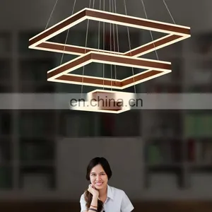 Modern Decorative Home Square Shape Big Led Acrylic Chandelier Lights With Double Face Light thumbnail-6
