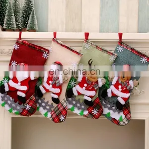 2020 Amazon Hot Sale Snowman Santa Christmas Sock Gift Bags thumbnail-3