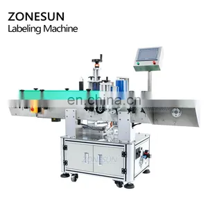 ZONESUN ZS-TB822 Automatic Round Bottle Labeling Machine Label Applicator Food Can Vertical Roll Bottle Sticker Labeling Machine thumbnail-5