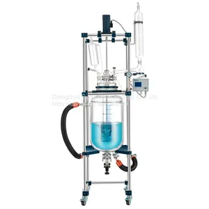 Industrial Chemical 100Liter Double Layer Mixing Borosilicate Glass Reaction Vessel Glass Reactor thumbnail-1