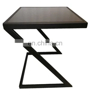 HOT Sell Living Room Table America Style Sofa Side Table Metal Table With Glass Top thumbnail-1