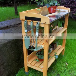 Ningbo FIr Outdoor Wooden Garden Potting Bench Nature Color thumbnail-1