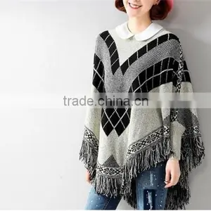 Women Batwing Sleeve Tassels Cape Tops Knitting Sweater Coat Outwear Poncho thumbnail-2