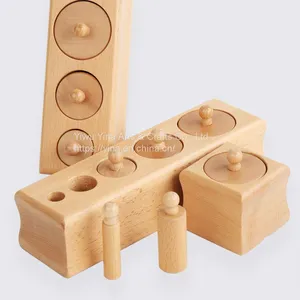 Knobbed Cylinder Montessori, Montessori Cylinders With Knobs Socket Montessori Materials Educational Toys (Set of Four) thumbnail-3