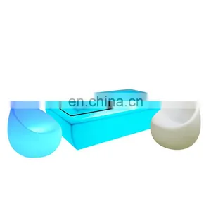 Luminous Square Stand High Led Cocktail Table Led Chairs and Bar Tables Furniture Plastic Kitchen Counter Height Bar Tables Led thumbnail-4