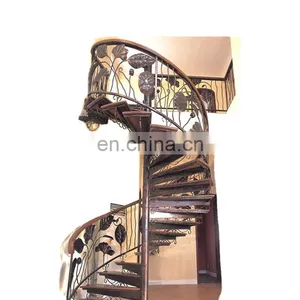 Hot Selling Good Quality Custom Arc Stair Curved Stainless Steel Spiral Staircase With Iron Railing Designs thumbnail-1