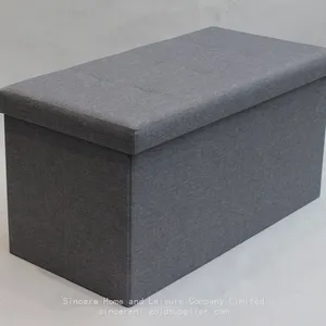 Foldable Storage Linen Ottoman-Grey thumbnail-1