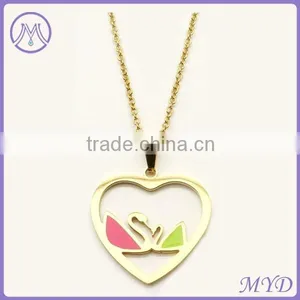 Stainless Steel Gold Plating Angel Wing Key Pendant Necklace thumbnail-2
