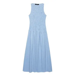 2025 Spring New Dress for Women's Wear: Slim Fit and Casual Strap, Sleeveless Round Neck, Female thumbnail-4