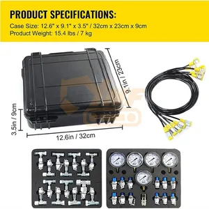Hydraulic Test Table Combination Kit 5 Gauges 13 Test Couplings 14 Connectors 5 Hoses for Construction Machinery Accessories thumbnail-4