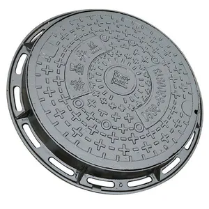 Hot Selling EN124 500*500mm 600*600mm Ductile Iron Road Waterproof Black Round Half Weight Jingdong Model 12 Manhole Cover thumbnail-1