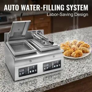 DP-04A Stainless Steel 4 Pot Automatic Dumpling Fryer Gyoza Griddle for Commercial Fried Dumpling and Pot Sticker Production thumbnail-1