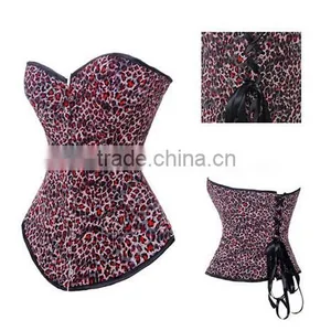 The Best Sale Plus Size Waist Training Corset Leopard Print Steel Boned Corset Ladies Sexy Tight Lacing CorsetGreen thumbnail-1