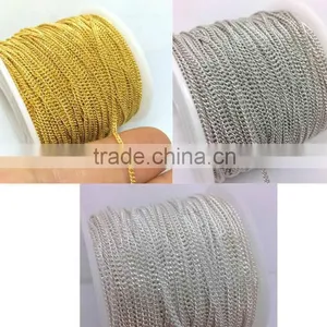 50 Yards Spool 1x2mm Plated On Tiny Curb Chain Trim For Necklace thumbnail-1