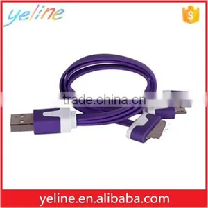 Hottest Selling Colorful Multi Use 3 in 1 Flat USB Cable for Mobile Phone thumbnail-4
