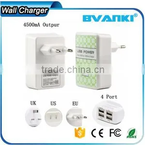 2016 Lastest Design High Speed Wholesale US EU UK AU Plug 4.5 A Led Flashlight Usb 4 Port Universal Portable USB Charger thumbnail-1