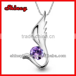 Romantic Zirconia Silver Stock Angle Wing Pendant thumbnail-1