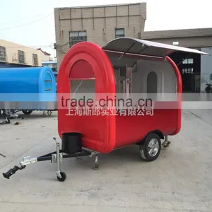 7.6*5.5ft Red Food Van/Street Food Vending Cart For Sales,Hot Dog Cart/Mobile Food Trailer With Big Wheels thumbnail-3