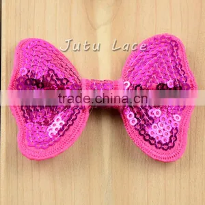 Hot Pink Shiny Bow -baby Hair Flower Clips Headband Hair Accessory Bows -handmade Sequin Fabric Bowknot in 32 Colors Quality Choice thumbnail-1