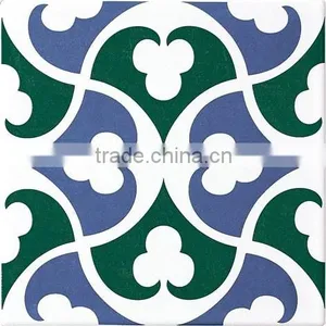New Product-fashionabe Blue Square Flower Porcelain Tile /spanised Tile 20*20cm thumbnail-1