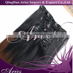 Clip in Human Hair Extensions 18" 7pc 70g Ombre Colors Natural Hair Black Blonde thumbnail-3