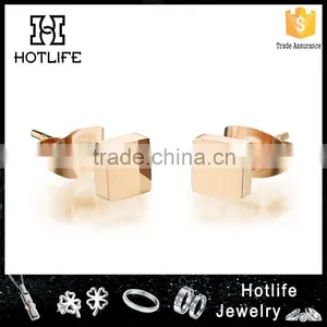 Wholesale Fashion 316L Stainless Steel Jewelry Mini Square Ladies Gold Earring Designs thumbnail-1