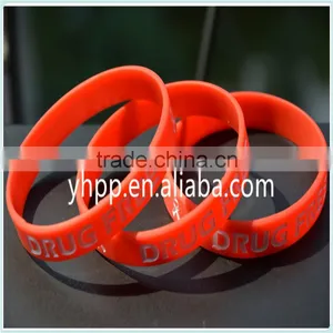 Custom Drug Free Silicone Red Colour Wristband Bracelet With Ribbon thumbnail-2