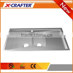 Wholesale 2 Hole 304 ss Double Washing Bowl Drainboard Kitchen Sink thumbnail-1
