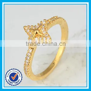 2015 Yiwu Wholesale Star Ring Crystal Zircon Dubai Gold Ring Models thumbnail-1