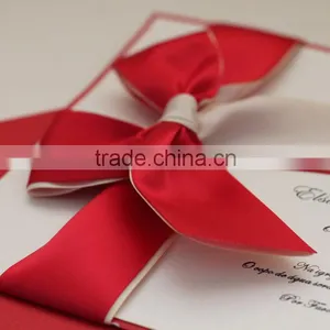 2016 Newmengxing Black, Red, Gold Wedding Invitations With Ribbon Bow thumbnail-4
