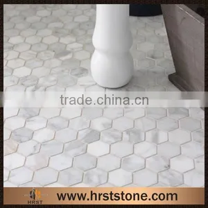 Hexagon Bianco White Carrara Marble Mosaic thumbnail-2