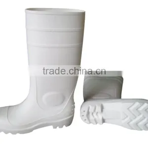 White PVC Wellington Boots With Steel Toe thumbnail-1