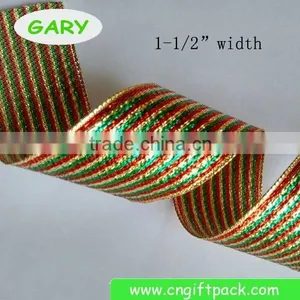 1-5/8" Gold Wire Edge Decorative Christmas Ribbon thumbnail-6