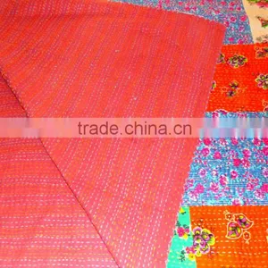 Handmade Patchwork Kantha Bedspread Printed Kantha Quilt Queen Size Made By Artisians of India Printed Patches With Hand Kantha thumbnail-1
