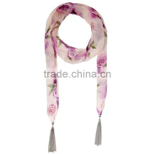Fashion Romantic Rose Pattern Scarf,soft Polyster Scarf thumbnail-3