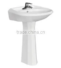 White Ceramic Basin With Pedestal , Sanitary Ware , Bathroom Sink GC-6002 thumbnail-1