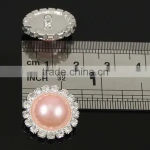 Pink Vintage Rhinestone Pearl Button thumbnail-2