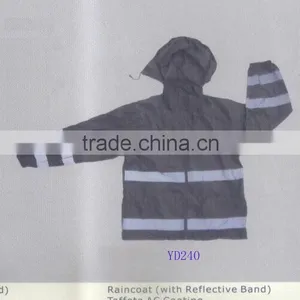TAFFETA AC COATING RAINCOAT WITH REFLECTIVE BAND / RAINCOAT YD240 TAFFETA AC COATING thumbnail-1