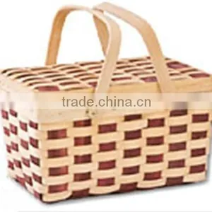 Weave Wooden Basket With 2 Handles LG thumbnail-1