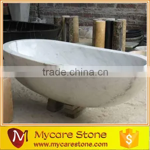 Carrara White Marble Freestanding Bathtub thumbnail-3