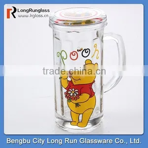 LongRun 13oz Cartoom Sprinting Glass Mug With Lid thumbnail-1