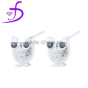 925 Sterling Silver Owl Stud Earring Cute Design for Girls thumbnail-1