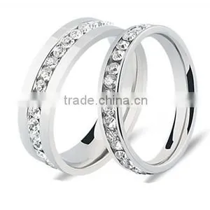 White Cubic Zirconia Eternity 316L Stainless Steel Wedding Band Ring for Lover thumbnail-4