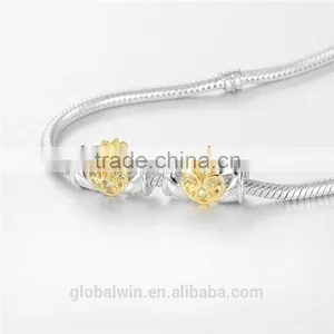 Custom Engarving 18K Gold Plating Charms Solid European Tube Bead 925 Sterling Silver Beads Wholesale 14K Gold Charms Bead thumbnail-6