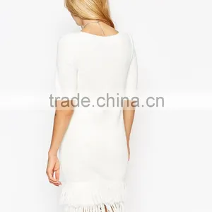 High Fashion Design Sexy Women Sweater Dress Knitting Dress Fringing Dress thumbnail-2