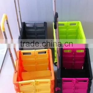 Portable Folding Boot Cart Handy Easy Storage Durable Plastic Shopping Cart With Aluminium Telescopic Handle thumbnail-3